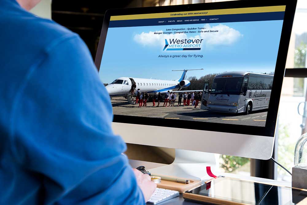 viewing the new westover airport website on home computer